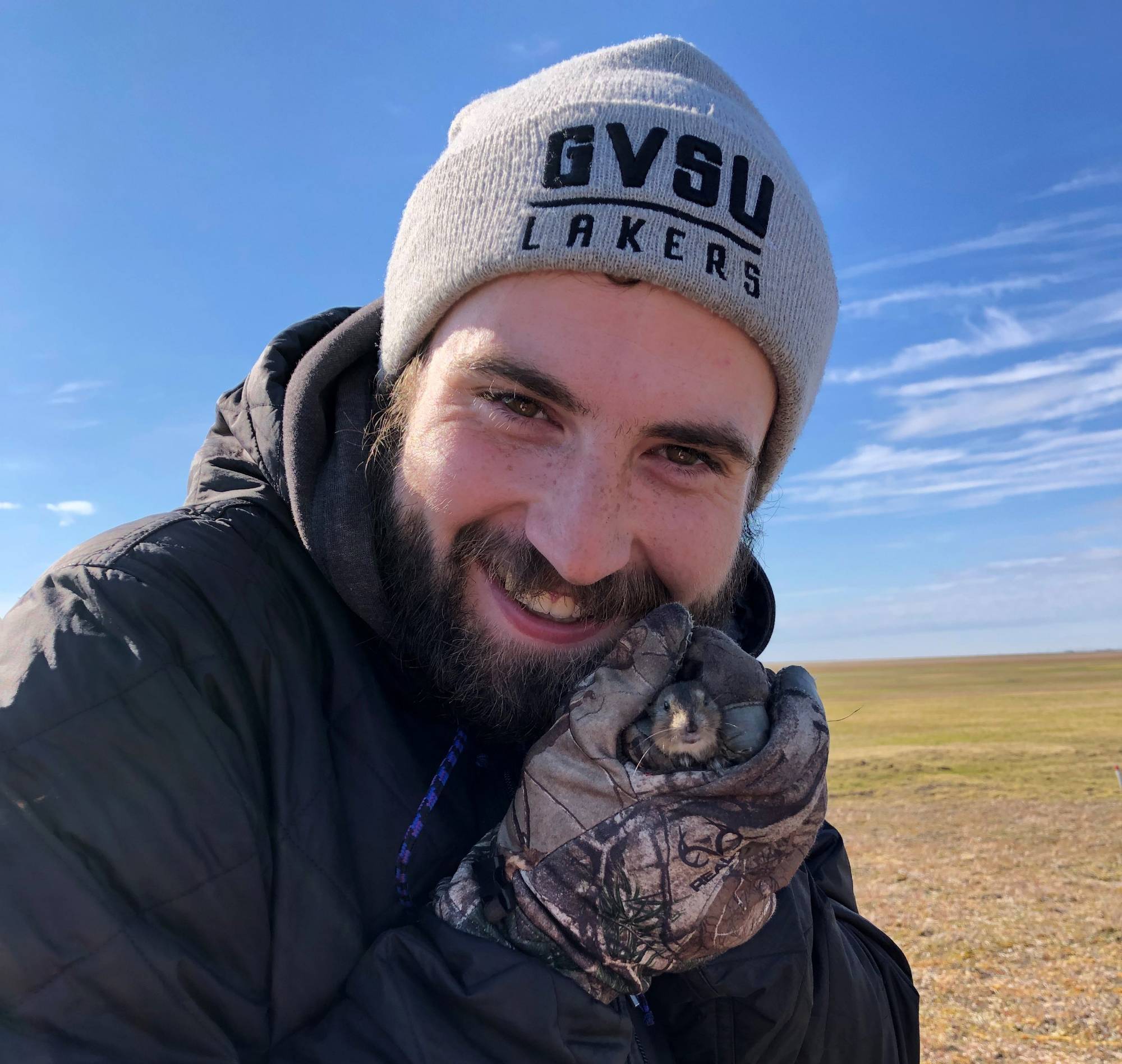 Scott holding a lemming